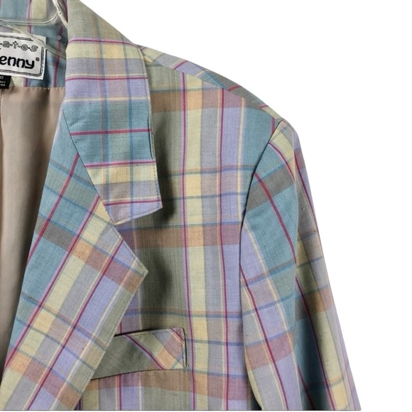 Vintage Donnkenny pastel plaid fully lined blazer - Picture 4 of 8